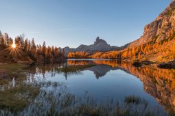 LAKE FEDERA IN DOLOMITES